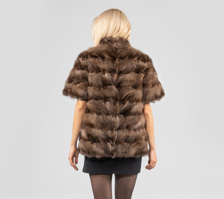 Russian Sable Fur Jacket With Short Sleeves
