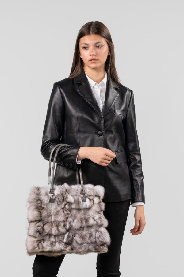 Light Gray Fox Fur Handbag