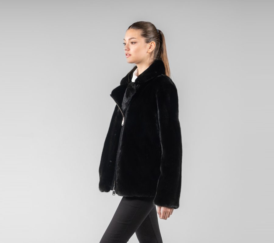 Blackglama Mink Fur Jacket With Front Zipper