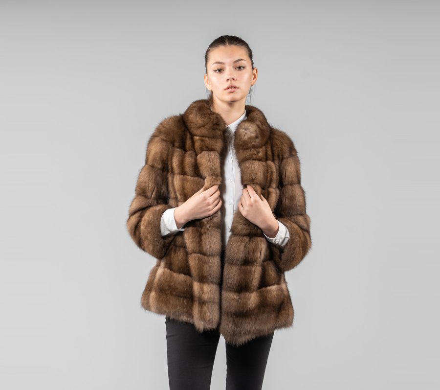 Sable Fur Jacket With Horizontal Layers