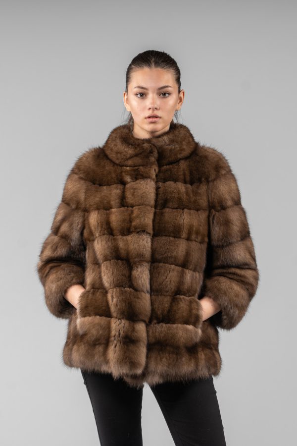 Sable Fur Jacket With Horizontal Layers