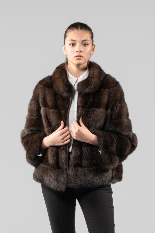 Short Sable Fur Jacket With Horizontal Layers