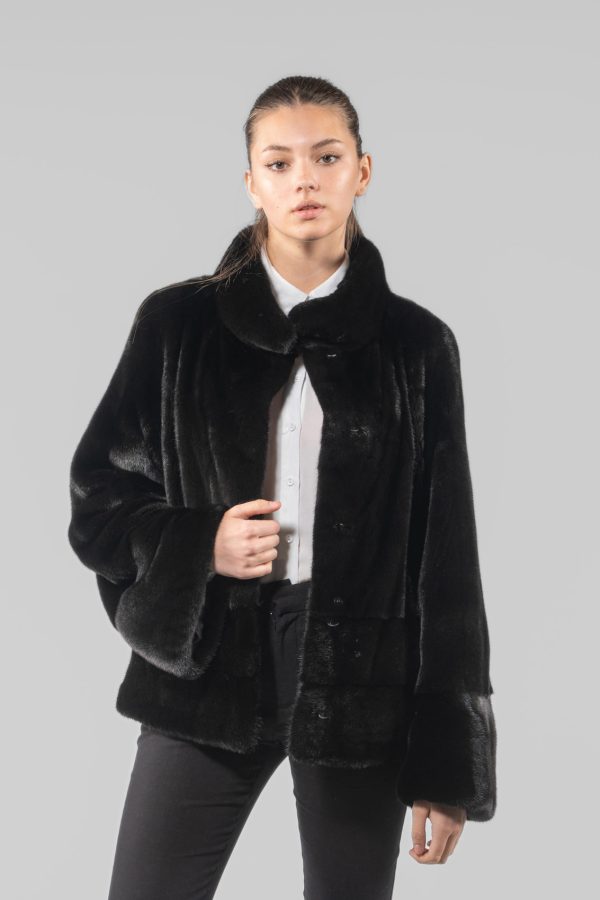 Blackglama Mink Fur Jacket With Wide Sleeves