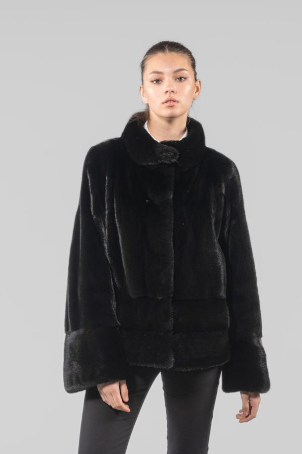 Blackglama Mink Fur Jacket With Wide Sleeves