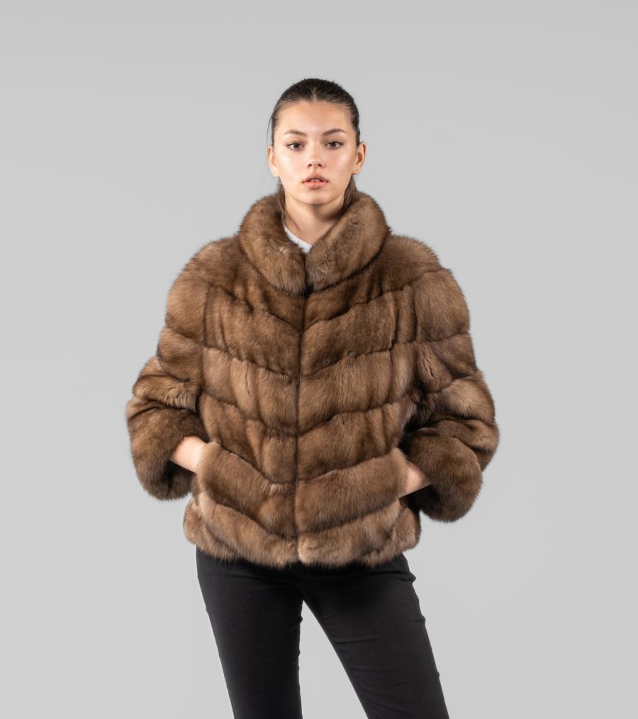 Sable Fur Jacket With Zip Closure