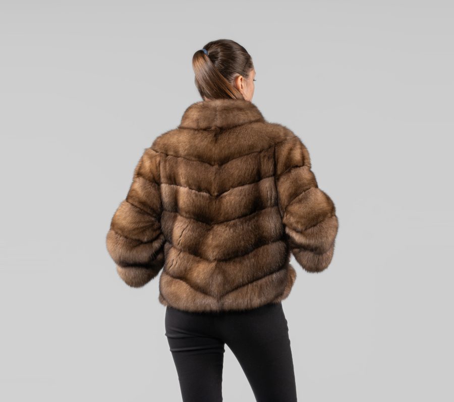 Sable Fur Jacket With Zip Closure