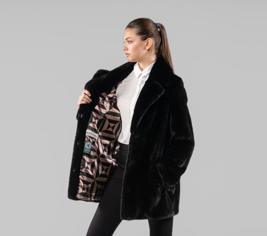 Blackglama Mink Fur Jacket With Notched Collar