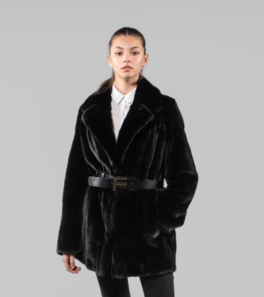 Blackglama Mink Fur Jacket With Notched Collar