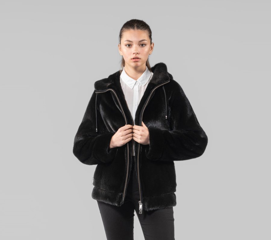 Hooded Blackglama Mink Fur Jacket