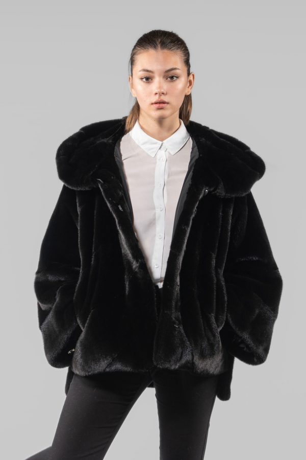 Asymmetrical Blackglama Mink Fur Jacket