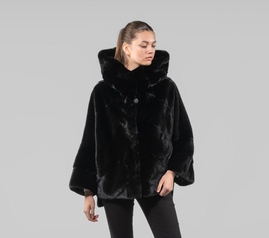 Asymmetrical Blackglama Mink Fur Jacket
