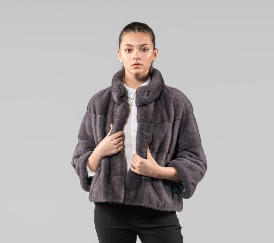 Short Dark Gray Mink Fur Jacket
