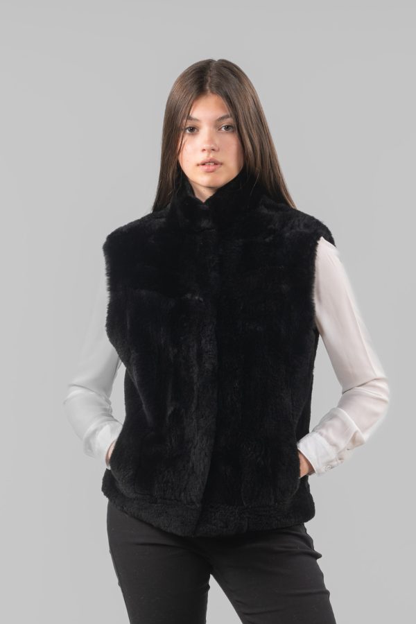 Black Rex Rabbit Fur Vest