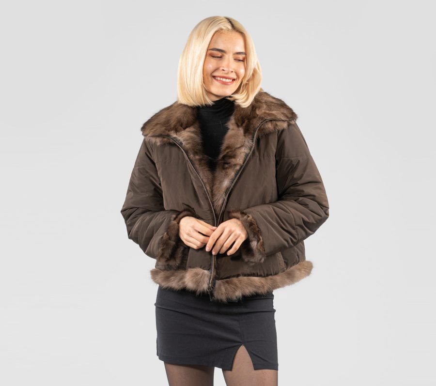 Zipper Reversible Sable Fur Jacket
