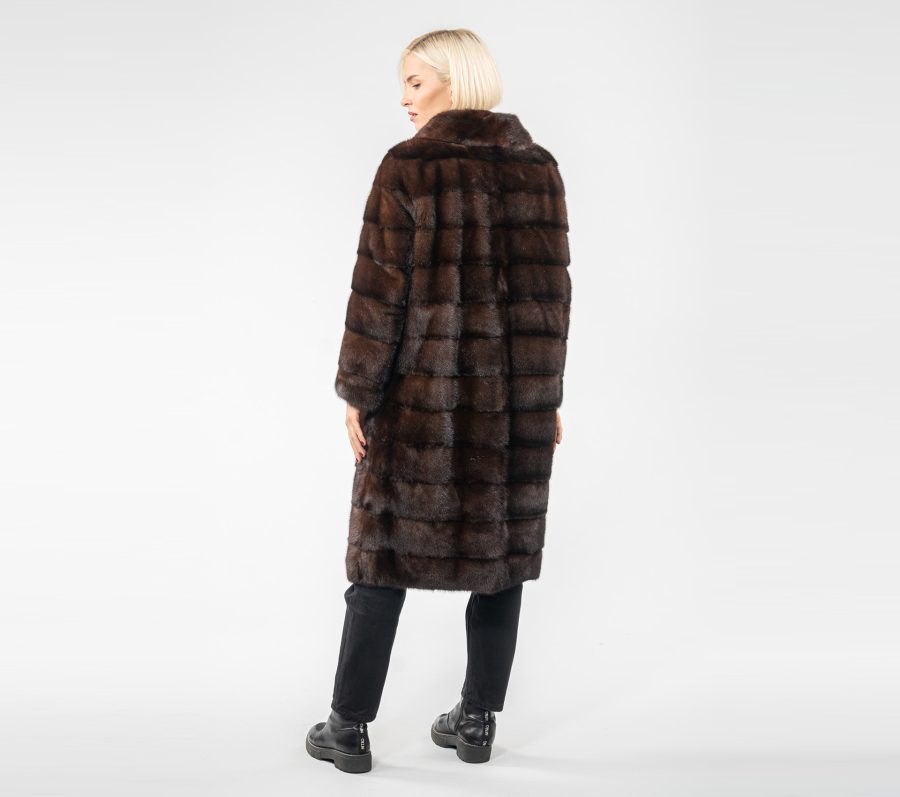 Mahogany Layered Long Mink Fur Jacket