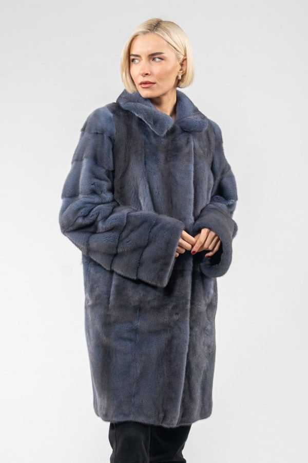 Skin-On-Skin Marlin Blau Nerz Pelz Jacke