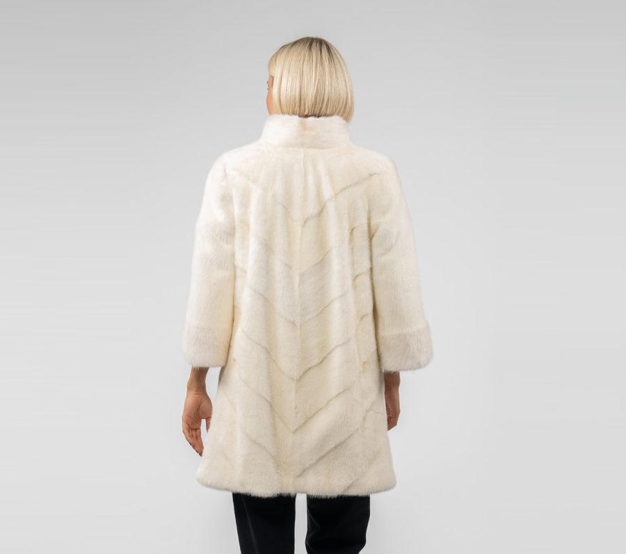 Diagonal Layer Pearl Mink Fur Jacket