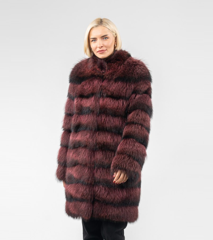 Burgundy Raccoon Fur Jacket