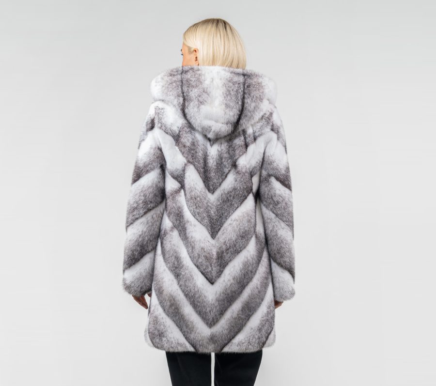 Diagonal Layer Silver Cross Mink Fur Jacket