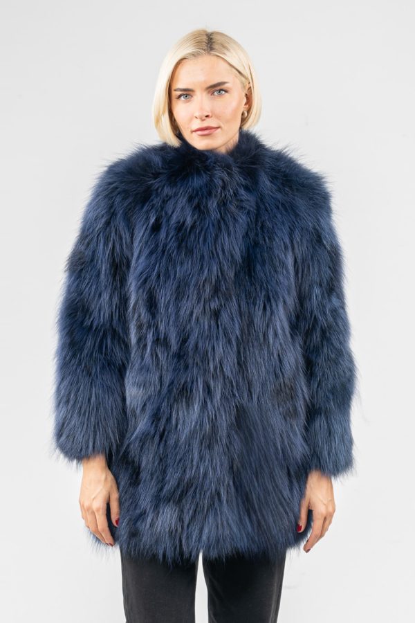 Night Blue Raccoon Fur Coat