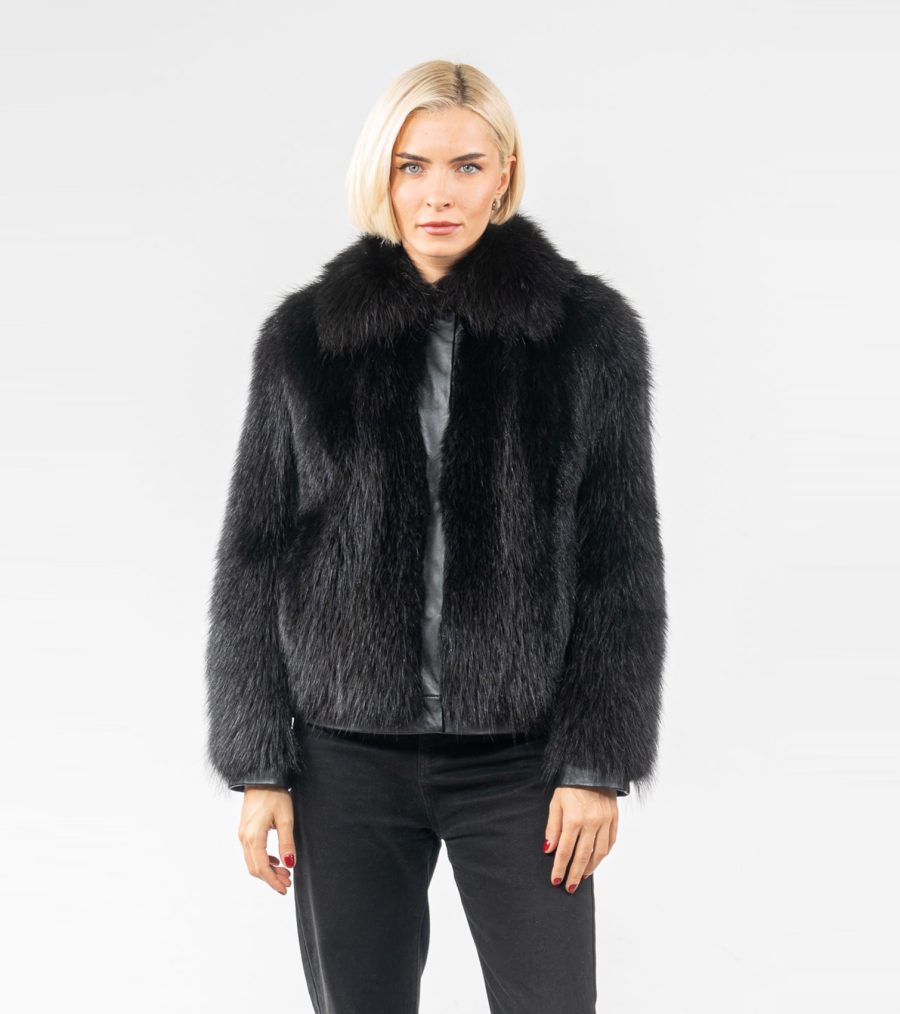 Black Short Raccoon Fur Jacket