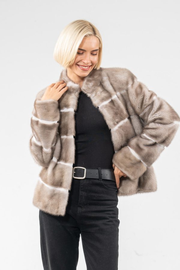 Silver Mink Fur Jacket With White Layers