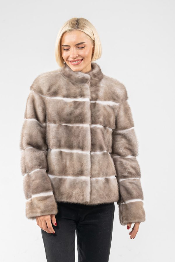 Silver Mink Fur Jacket With White Layers