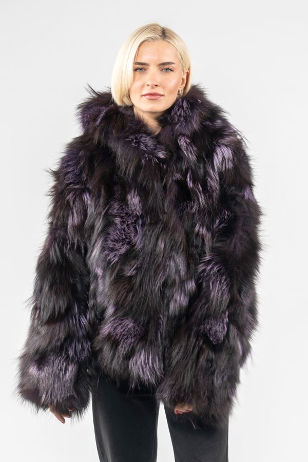 Purple Fluffy Fox Fur Jacket