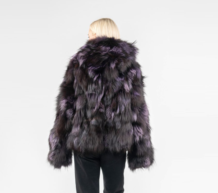 Purple Fluffy Fox Fur Jacket
