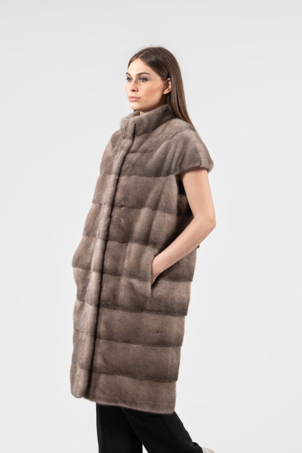 Silver Blue Long Mink Fur Vest