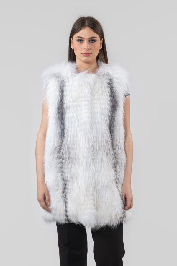Fluffy Black Cross Fox Fur Vest