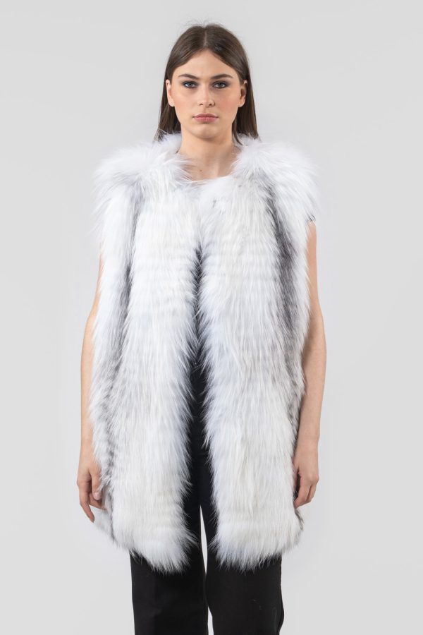 Fluffy Black Cross Fox Fur Vest