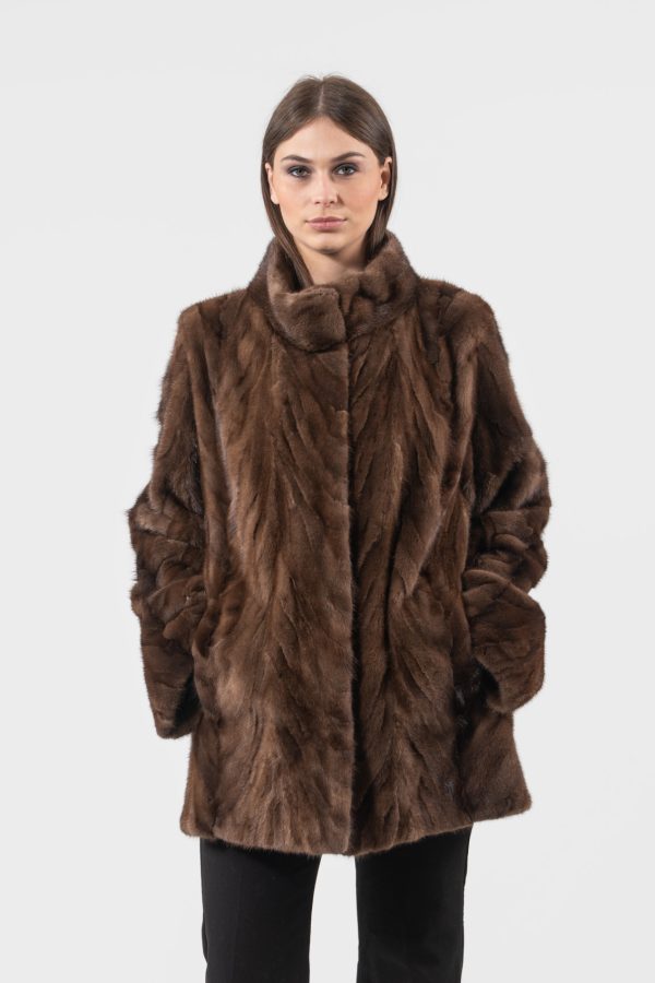Pieced Brown Mink Fur Jacket