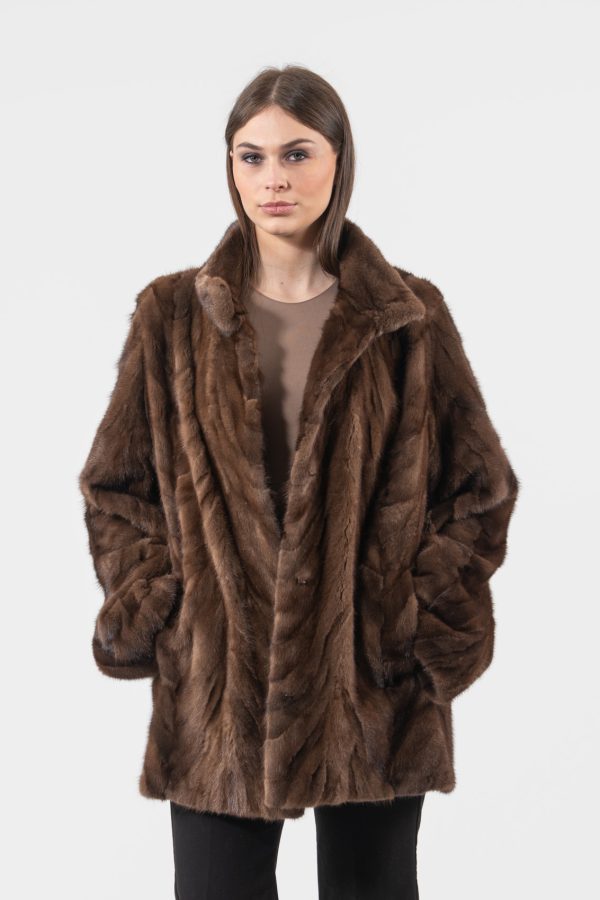 Pieced Brown Mink Fur Jacket