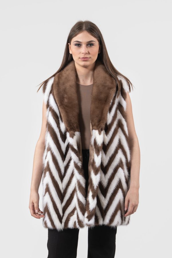 Pastel And Pearl Pieced Mink Fur Vest