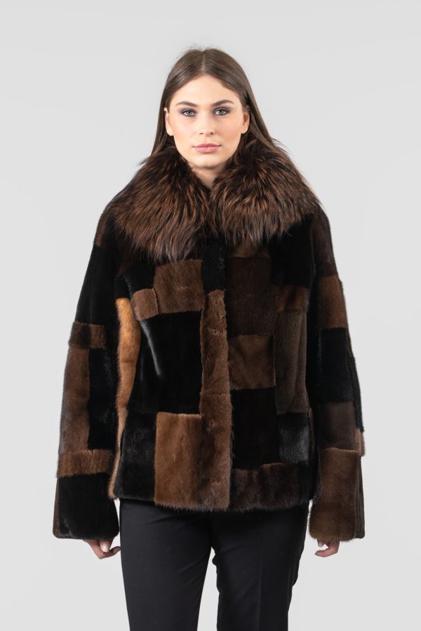 Coco-Brown Patchwork Mink Fur Jacket