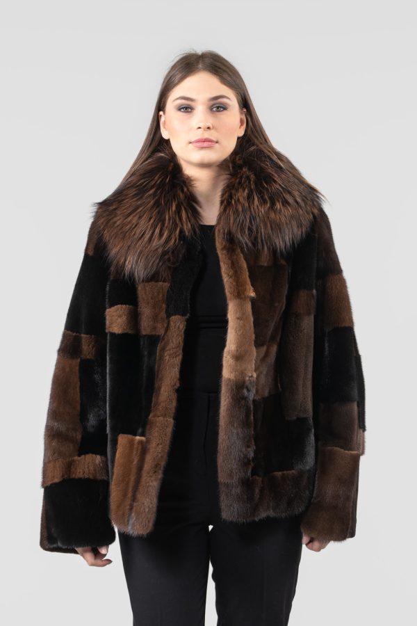 Coco-Brown Patchwork Mink Fur Jacket
