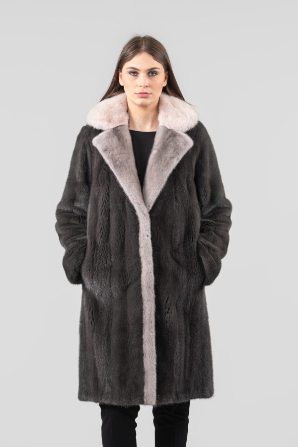 Gray Long Mink Fur Jacket