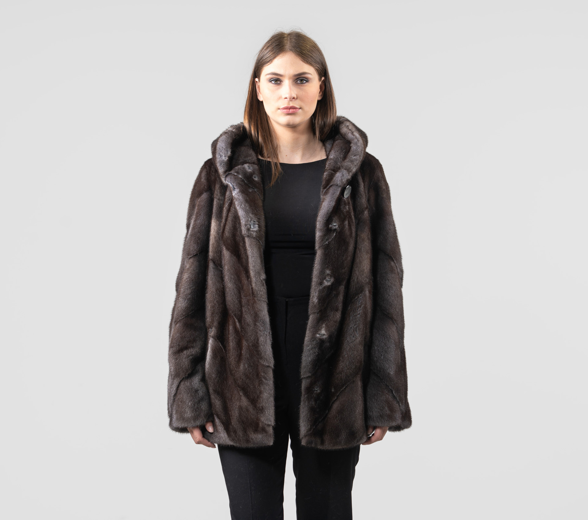 Dark Gray Mink Fur Jacket - 100% Real Fur Coat- Haute Acorn