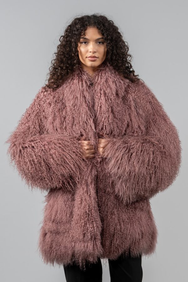 Ash Rose Mongolian Fur Jacket