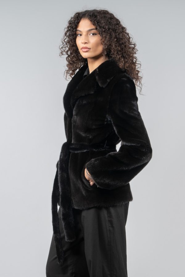Blackglama Short Mink Fur Jacket With Belt