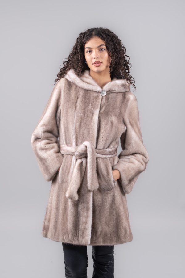 Silver Mink Fur Jacket With Hood