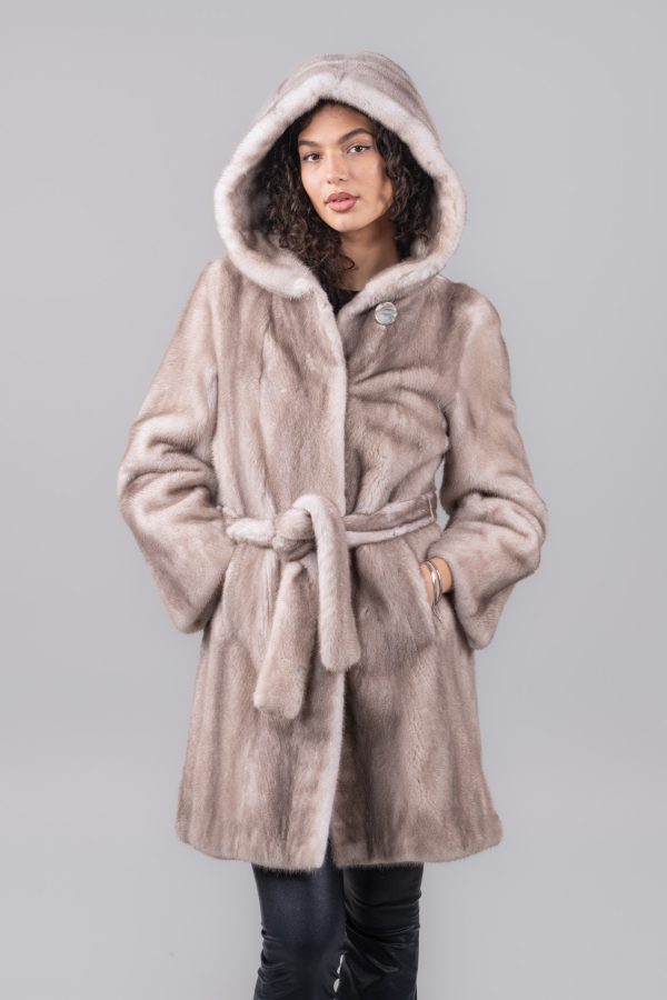 Silver Mink Fur Jacket With Hood