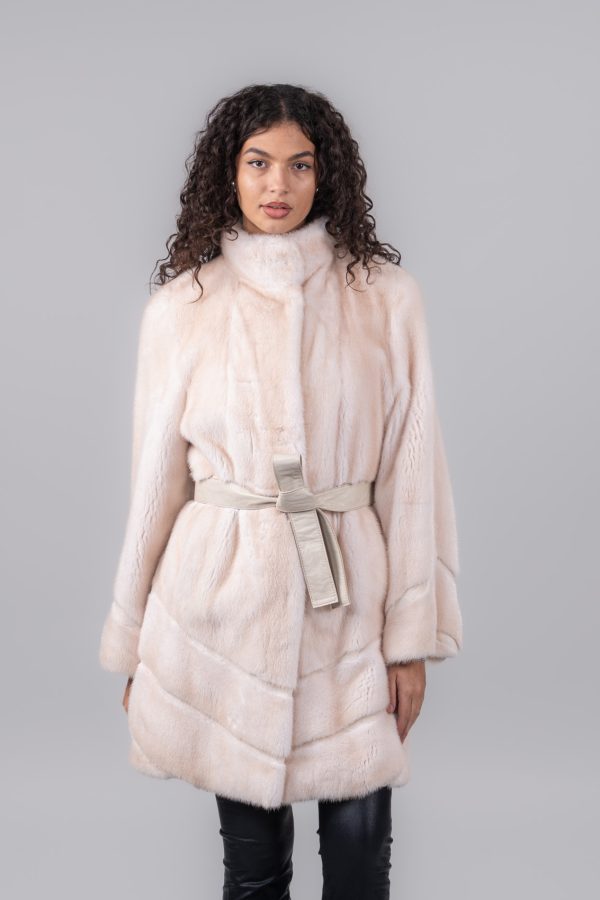Diagonal Pearl Mink Fur Jacket