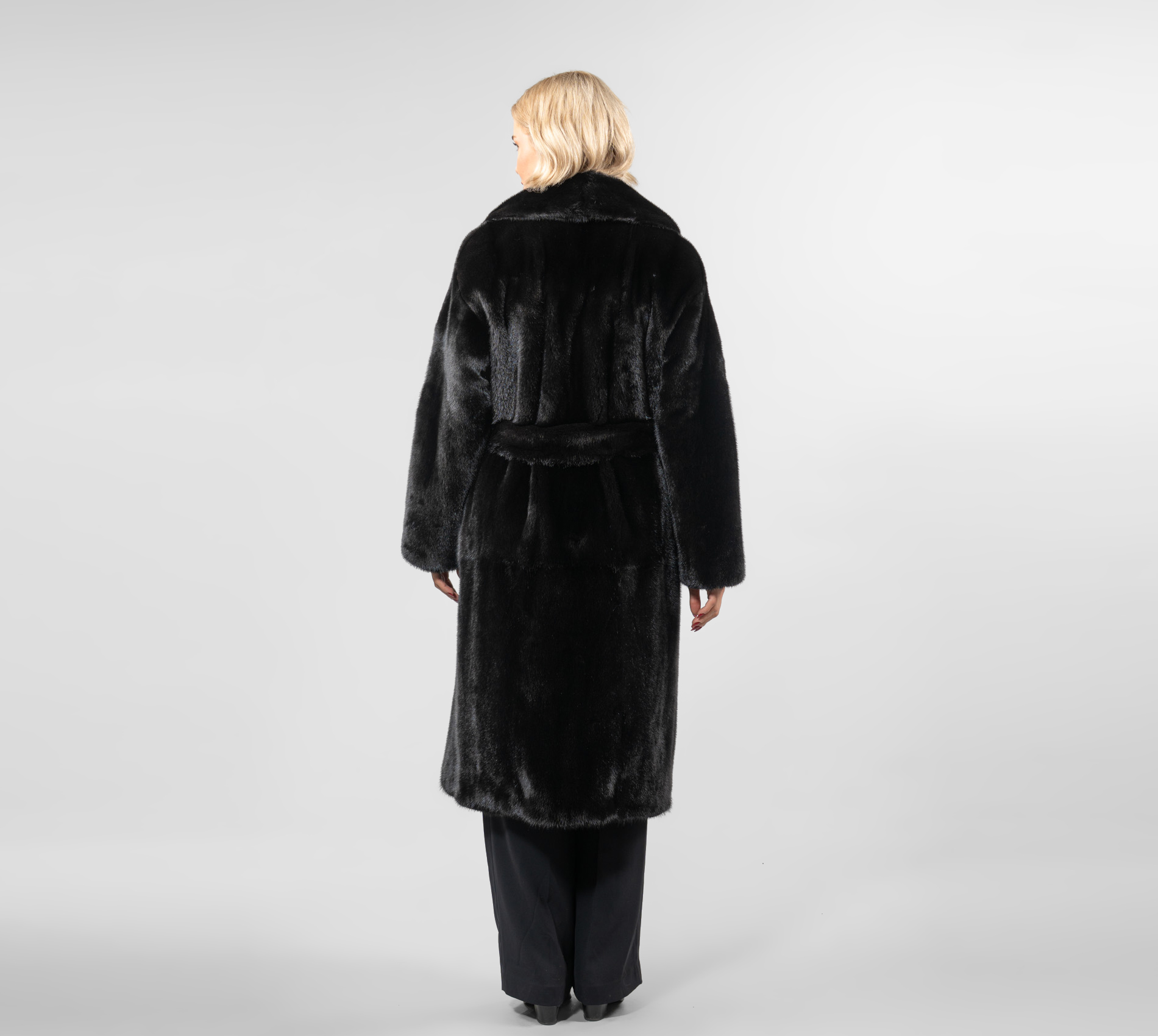 美品⭐️『beautiful people』nylon modscoat Black Velvet Mink Fur Coat With Notched Collar - 100% Real Fur