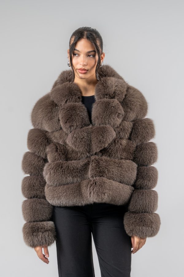 Horizontal Brown Fox Fur Jacket