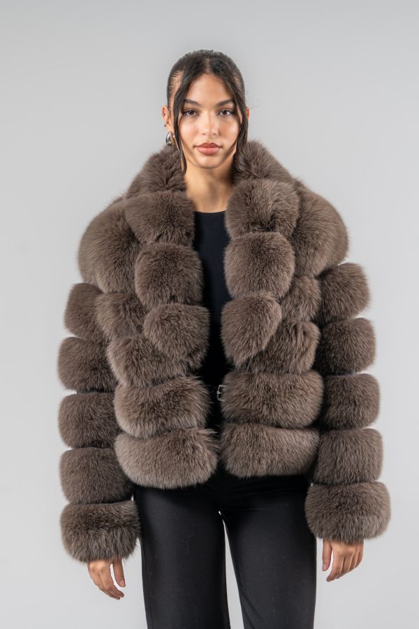 Horizontal Brown Fox Fur Jacket