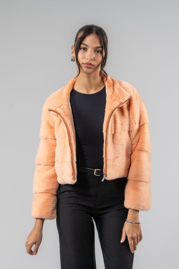 Light Orange Mink Fur Jacket
