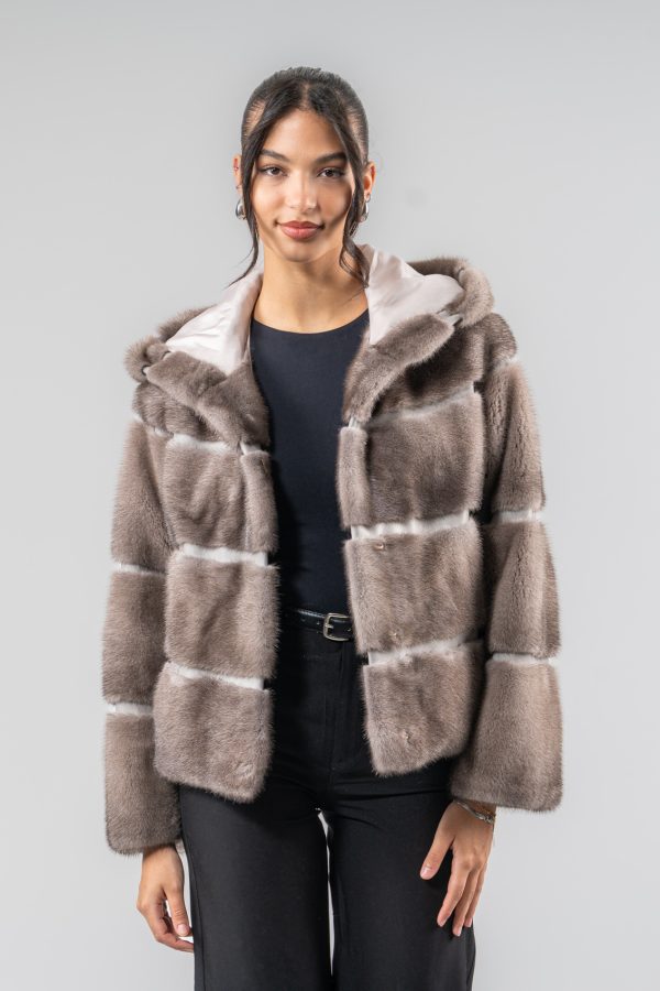Hooded Silver Blue Mink Fur Jacket