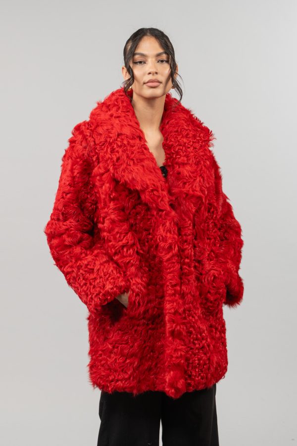 Red Mongolian Fur Jacket